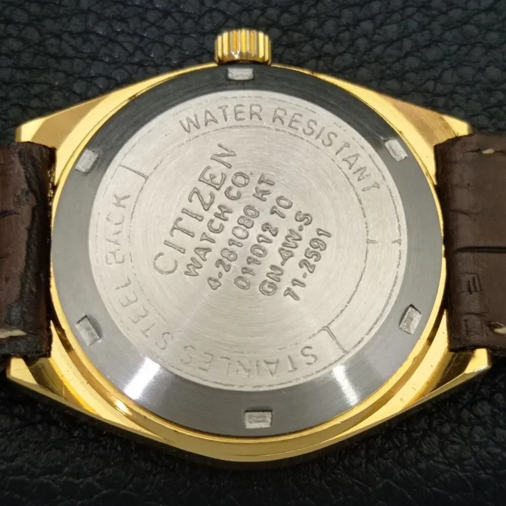 Vintage 1976 Citizen Automatic Mens Gold Watch W/daydate & Blue accents
